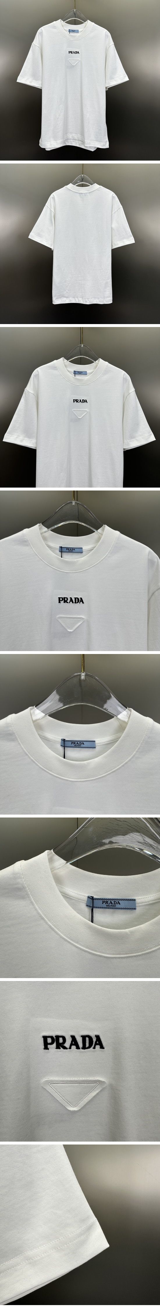 極N級 Prada Center Triangle Logo Tee プラダ センター トライアングル ロゴ Tシャツ ホワイト