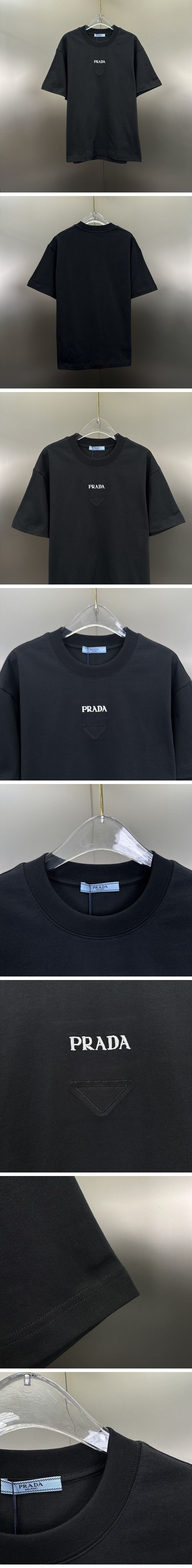 極N級 Prada Center Triangle Logo Tee プラダ センター トライアングル ロゴ Tシャツ ブラック