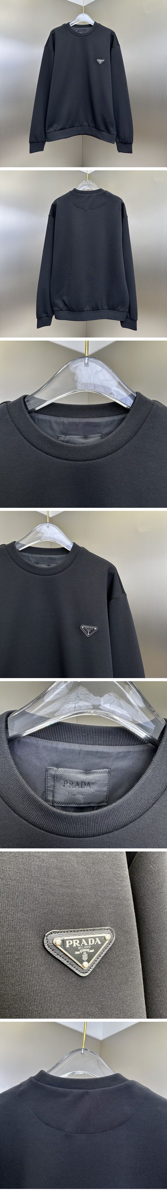 極N級 Prada Triangle Logo Sweat Shirt プラダ トライアングル ロゴ スウェットシャツ ブラック