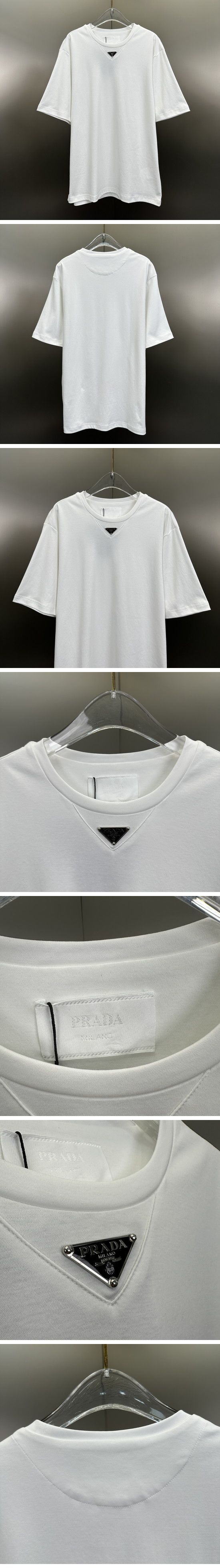 極N級 Prada Triangle Logo Tee プラダ トライアングル ロゴ Tシャツ ホワイト