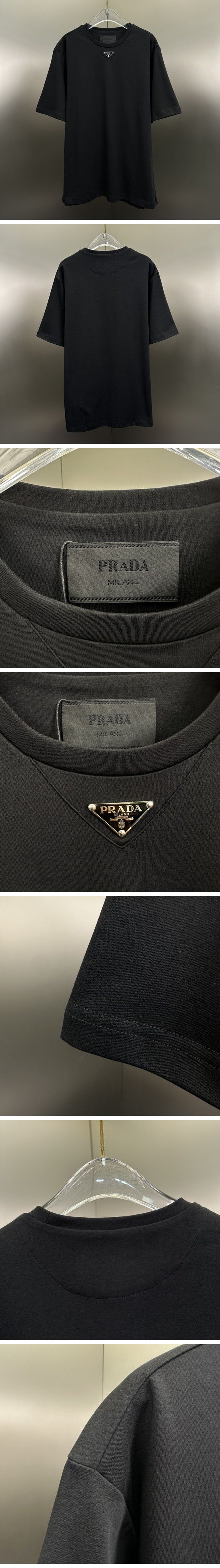 極N級 Prada Triangle Logo Tee プラダ トライアングル ロゴ Tシャツ ブラック