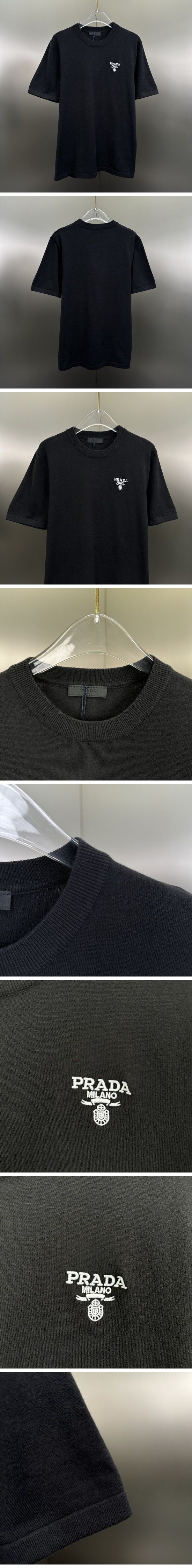 極N級 Prada Embroidery Logo Tee プラダ エンブロイダリー ロゴ Tシャツ ブラック
