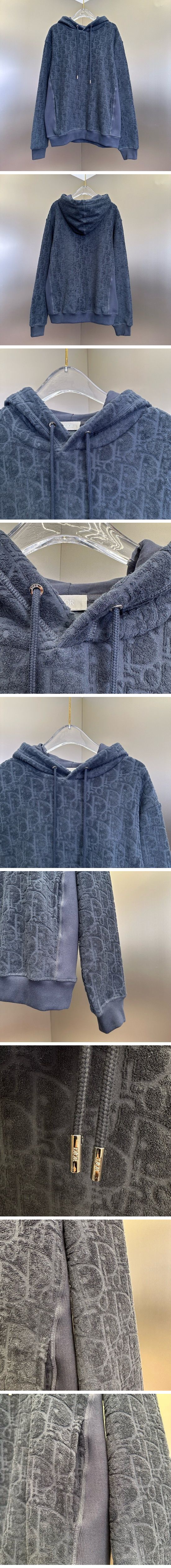 極N級 Dior Oblique Pile Hoodie Navy ディオール オブリーク パイル地 パーカー ネイビー