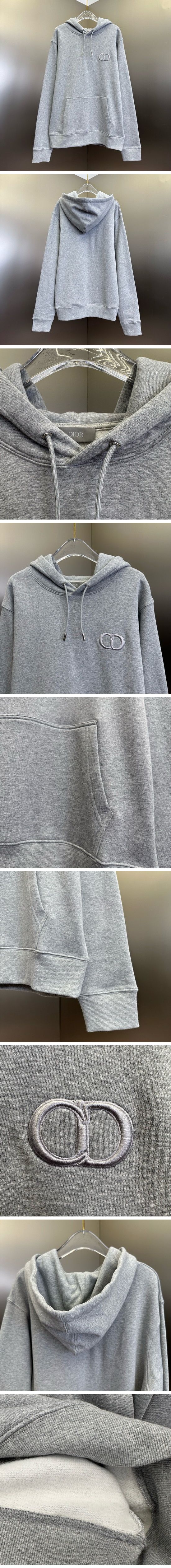 極N級 Dior Embroidered CD Logo Hoodie Grey ディオール 刺繍CDロゴ パーカー グレー
