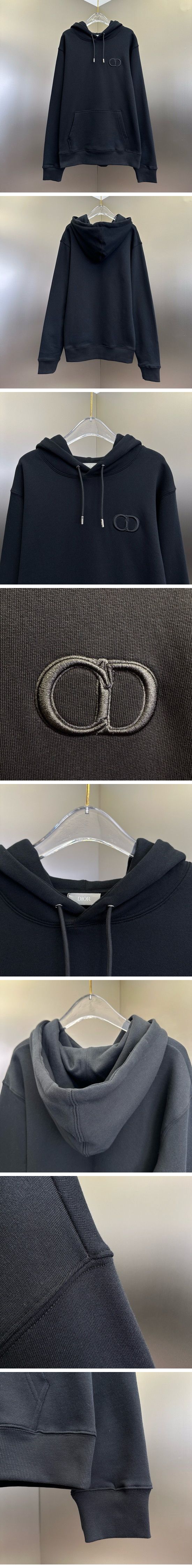 極N級 Dior Embroidered CD Logo Hoodie Black ディオール 刺繍CDロゴ パーカー ブラック