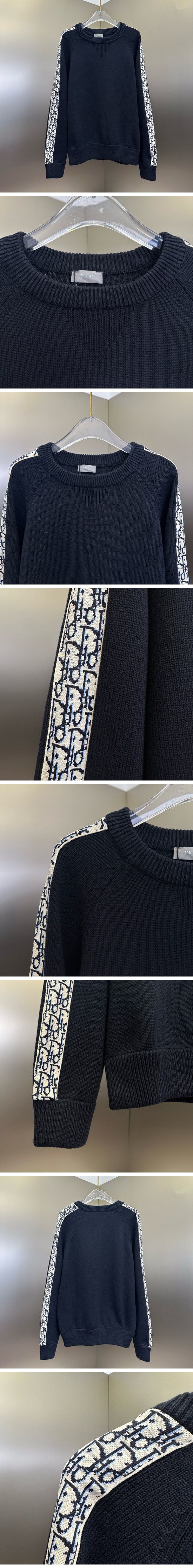 極N級 Dior Oblique Sleeve Line Knit Sweater Black ディオール オブリーク スリーブ ライン ニット セーター ブラック