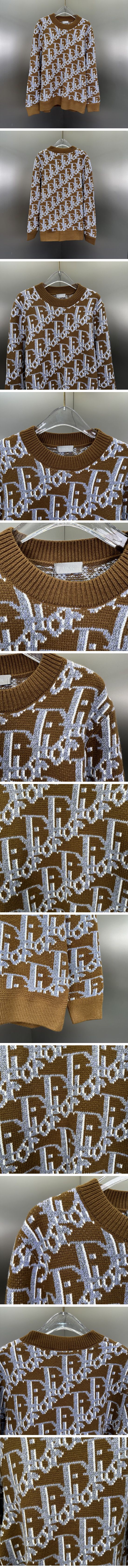 極N級 Dior Oblique Knit Sweater Blue Brown ディオール オブリーク ニット セーター ブルー ブラウン