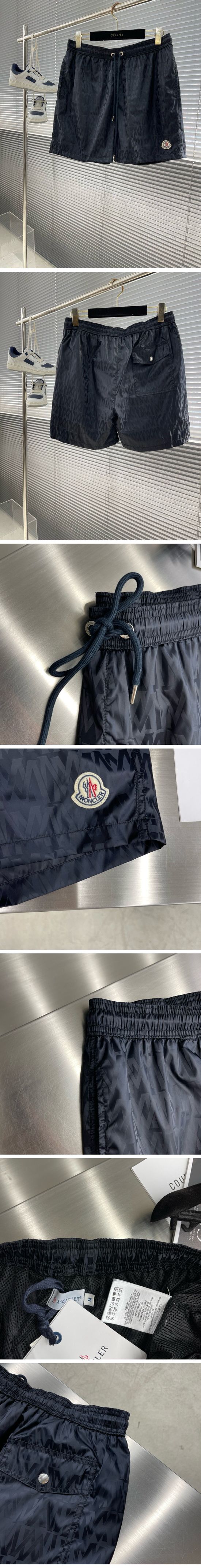 極N級 Moncler Nylon Shorts Logo Pattern Black モンクレール ナイロン ショートパンツ ロゴ パターン ブラック
