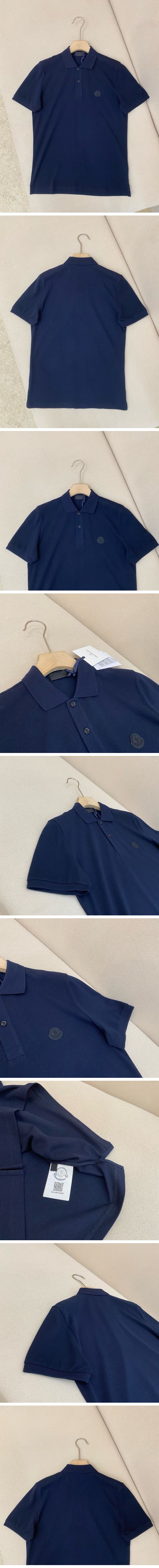 極N級 Moncler Black Logo Patch Polo Navy モンクレール ブラックロゴパッチ ポロシャツ ネイビー