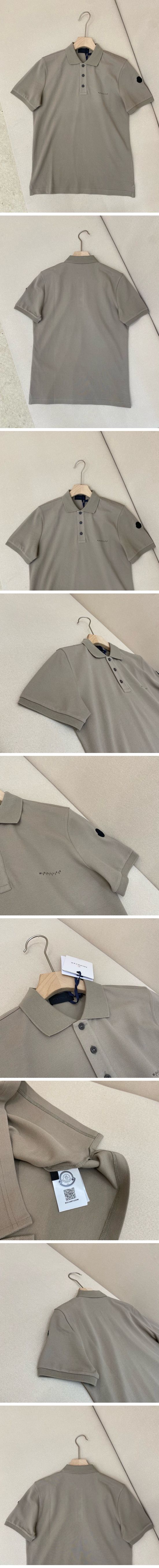 極N級 Moncler Accent Logo Polo Beige モンクレール アクセント ロゴ ポロシャツ ベージュ