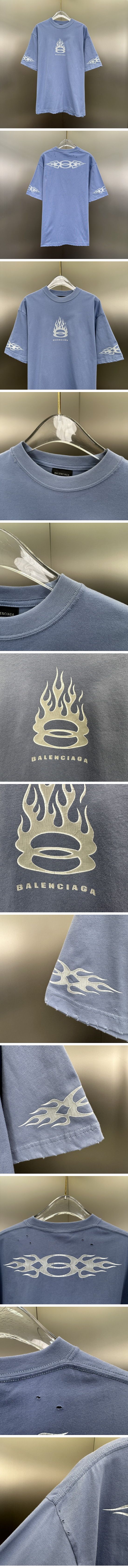 極N級 Balenciaga Burning Unity Tee Blue バレンシアガ バーニング ユニティ Tシャツ ブルー