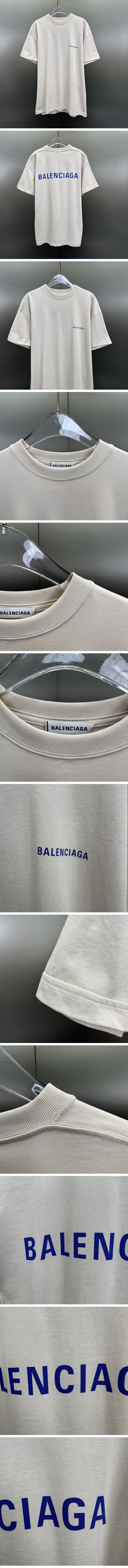 極N級 Balenciaga Logo Tee Beige/Blue バレンシアガ ロゴ Tシャツ ベージュ/ブルー