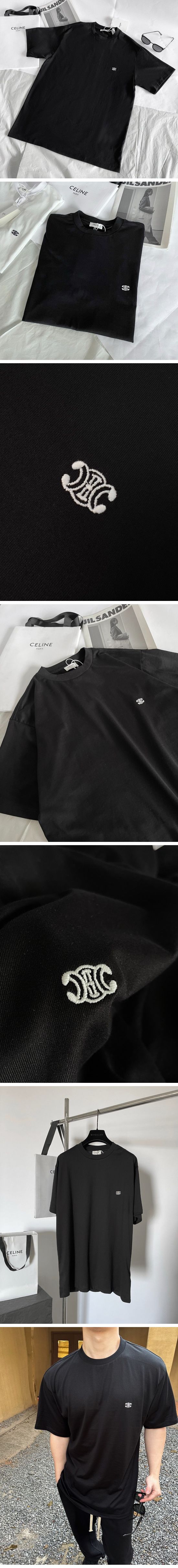 極N級 Celine Embroidery Logo Tee セリーヌ エンブロイダリー ロゴ Tシャツ ブラック