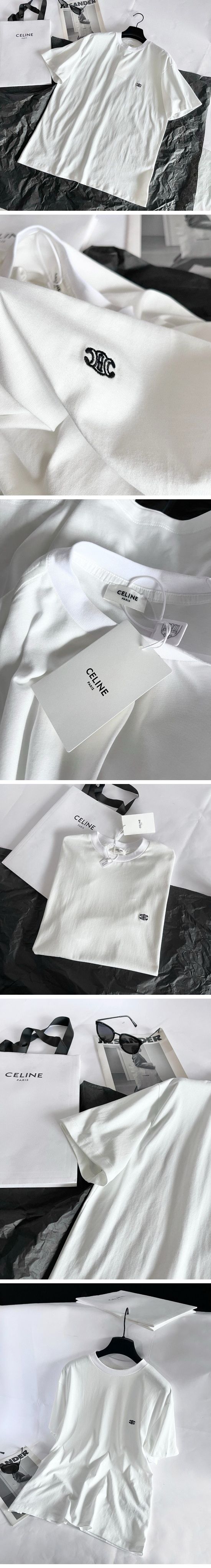 極N級 Celine Embroidery Logo Tee セリーヌ エンブロイダリー ロゴ Tシャツ ホワイト