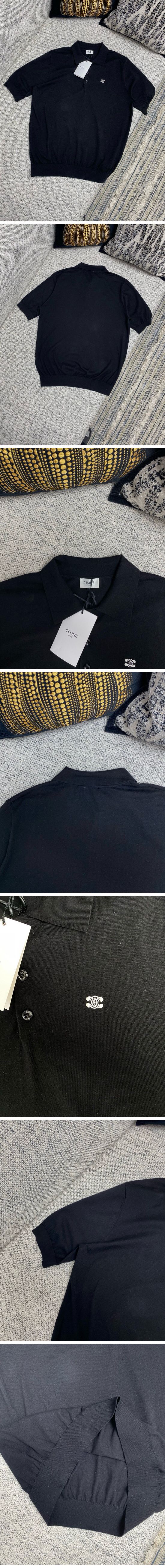 極N級 Celine Triumph Logo Polo Shirt セリーヌ トリンオフ ロゴ ポロシャツ ブラック