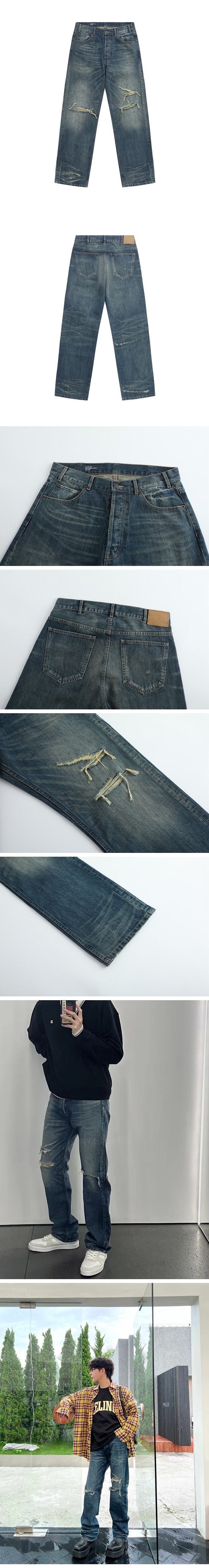 極N級 Celine Straight Leg Damage Jeans セリーヌ ストレート レッグ ダメージ ジーンズ