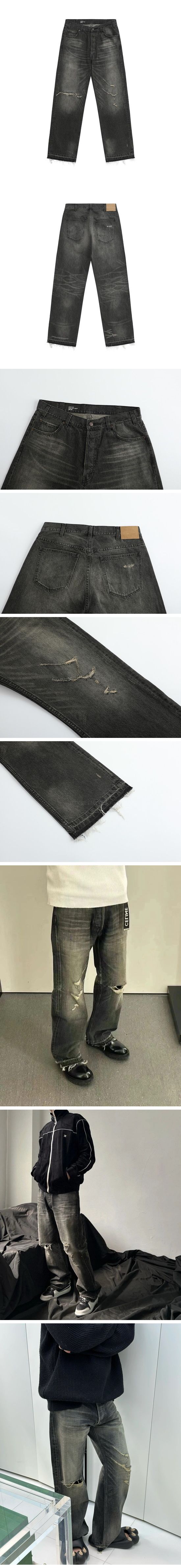 極N級 Celine Straight Leg Damage Jeans セリーヌ ストレート レッグ ダメージ ジーンズ ブラック