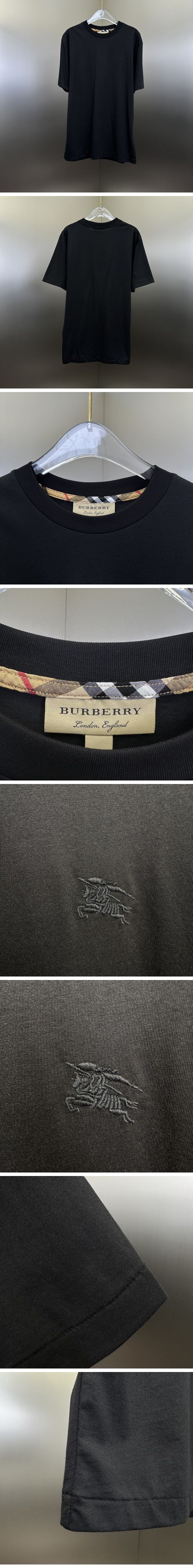 極N級 Burberry Embroidery Small Equestrian Knight Tee バーバリー エンブロイダリー スモール エクストリアン ナイト Tシャツ ブラック