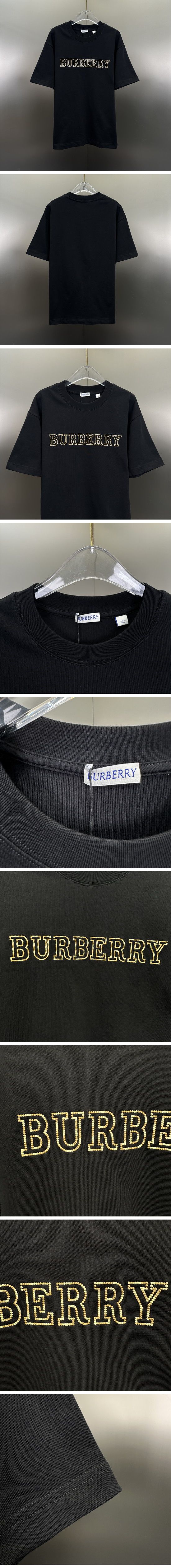 極N級 Burberry Embroidery Name Logo Tee バーバリー エンブロイダリー ネーム ロゴ Tシャツ ブラック