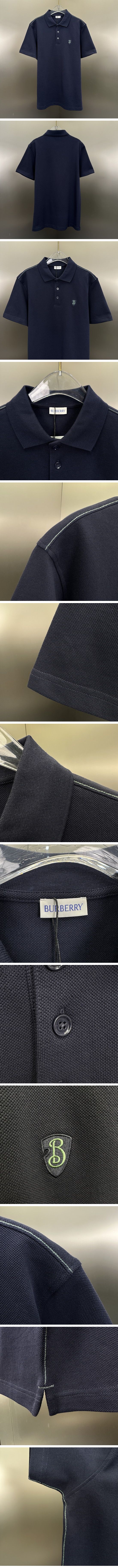 極N級 Burberry Chest Logo Polo Shirt バーバリー チェスト ロゴ ポロシャツ ネイビー