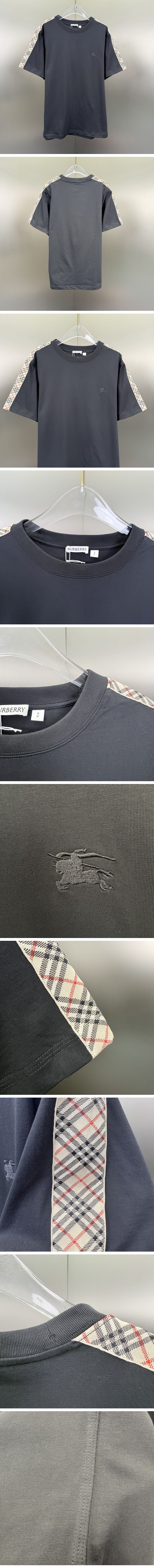 極N級 Burberry Arm Check Tee バーバリー アーム チェック Tシャツ ブラック