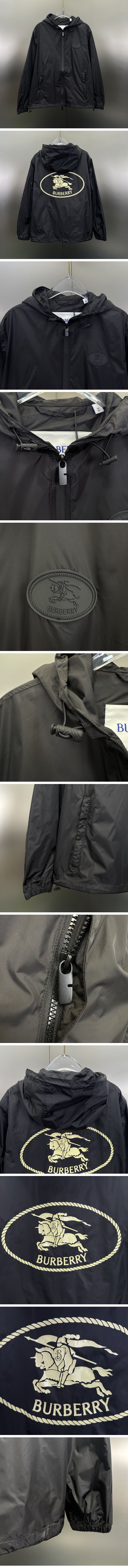 極N級 Burberry Logo Appliqué Nylon Jacket Parker バーバリー ロゴ アップリケ ナイロン ジャケット パーカー ブラック
