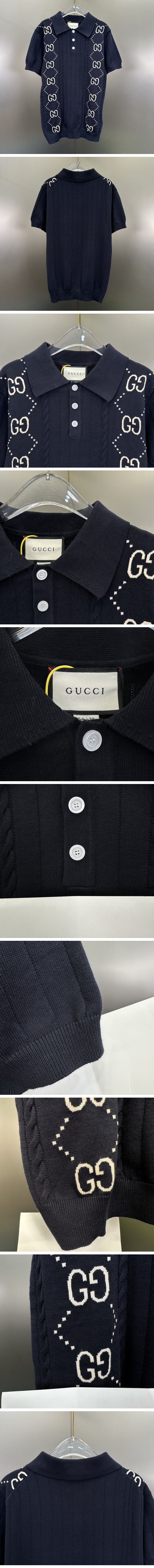 極N級 Gucci GG Wide Logo Polo Shirt グッチ GG ワイド ロゴ ポロシャツ ブラック