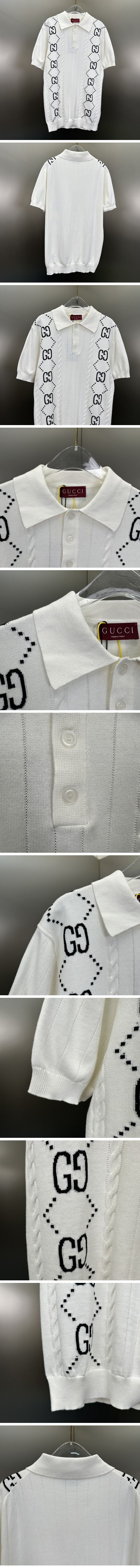 極N級 Gucci GG Wide Logo Polo Shirt グッチ GG ワイド ロゴ ポロシャツ ホワイト