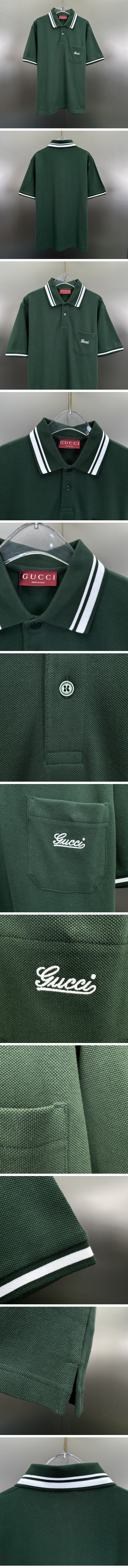 極N級 Gucci Piquet Polo Shirt グッチ ピケット ポロシャツ グリーン