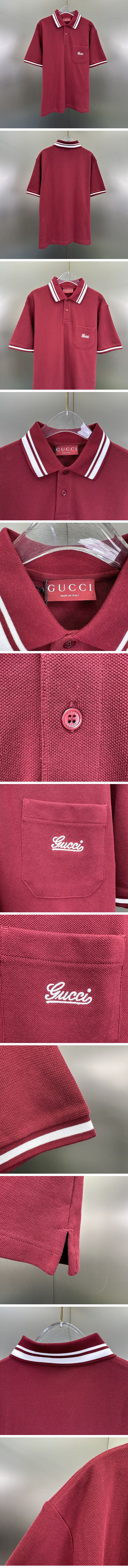 極N級 Gucci Piquet Polo Shirt グッチ ピケット ポロシャツ レッド