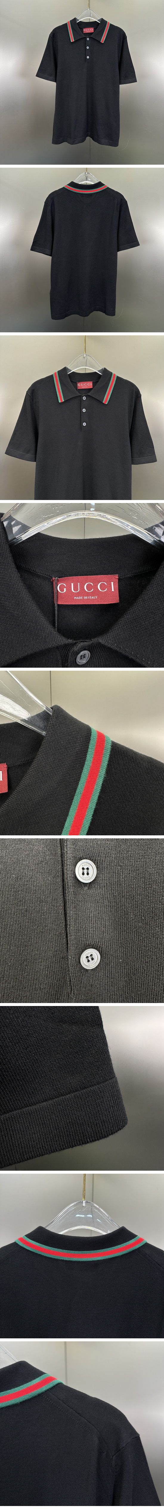極N級 Gucci Piquet Polo Shirt グッチ ピケット ポロシャツ ブラック
