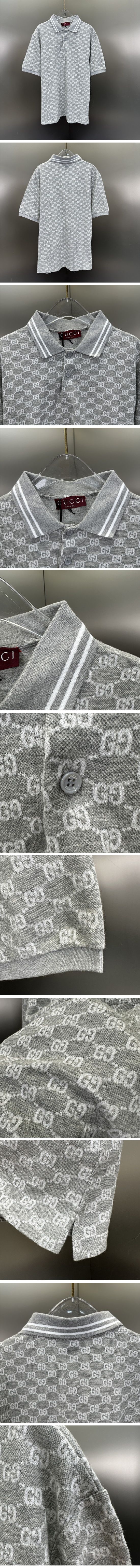 極N級 Gucci GG Jacquard Polo Shirt グッチ GG ジャガード ポロシャツ グレー
