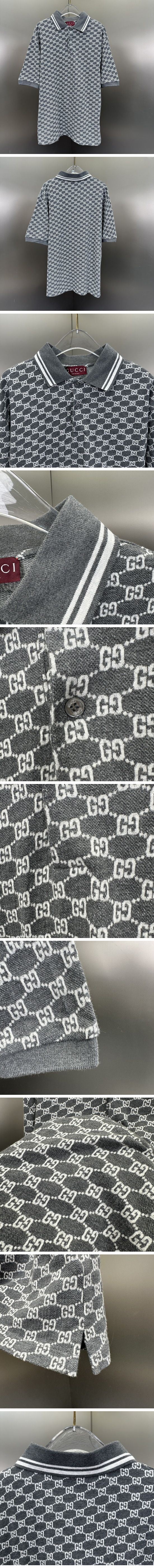 極N級 Gucci GG Jacquard Polo Shirt グッチ GG ジャガード ポロシャツ ダークグレー