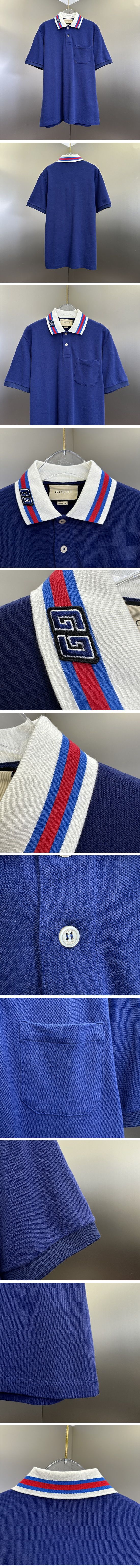 極N級 Gucci Square GG Polo Shirt グッチ スクエア GG ポロシャツ ブルー