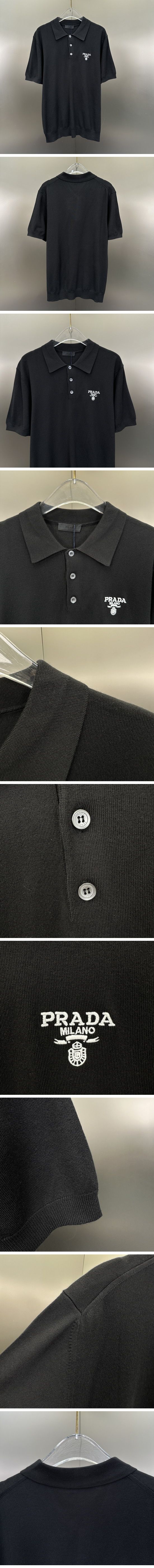 極N級 Prada Milano Logo Polo Shirt プラダ ミラノ ロゴ ポロシャツ ブラック