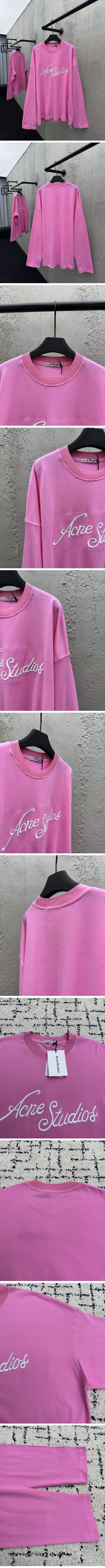 極N級 Acne Studios Logo Design L/S Tee アクネ ストゥディオズ ロゴ デザイン L/S Tシャツ ピンク