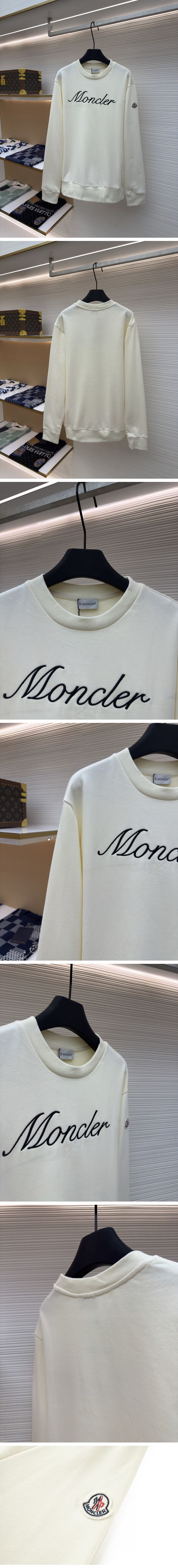 極N級 Moncler Logo Embroidery Sweat モンクレール ロゴ エンブロイダリー スウェットシャツ ホワイト