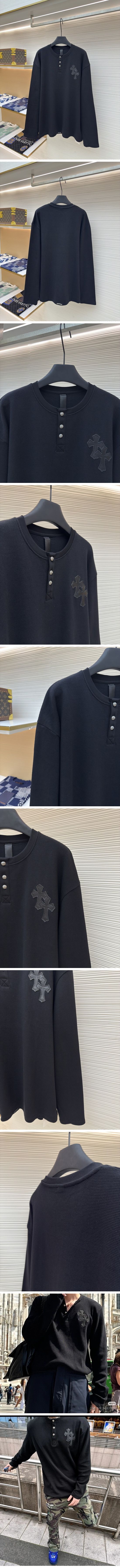 極N級 Chrome Hearts Chest Leather Cross L/S Tee クロムハーツ チェスト レザー クロス L/S Tシャツ ブラック