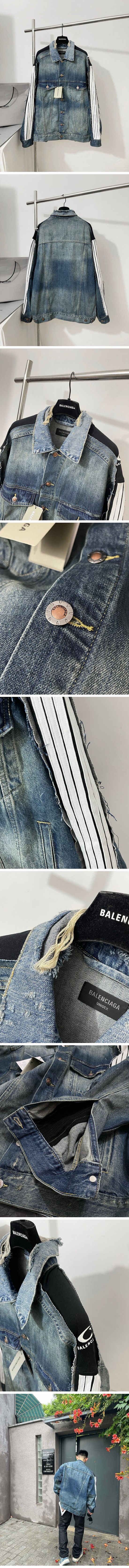 極N級 Balenciaga Stripe Denim Jacket バレンシアガ ストライプ デニムジャケット