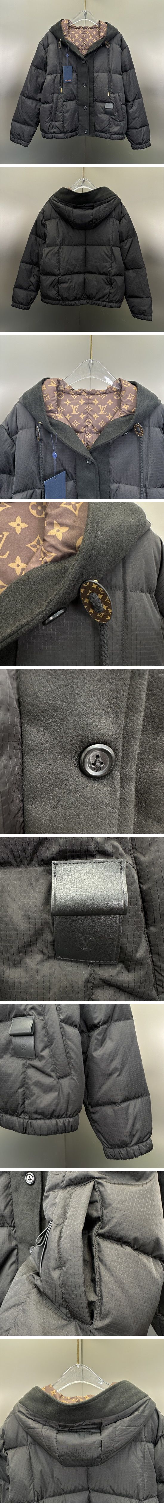 極N級 Louis Vuitton Rip Stop Quilting Hood Jacket ルイヴィトン リップ ストップ キルティング フード ジャケット ブラック