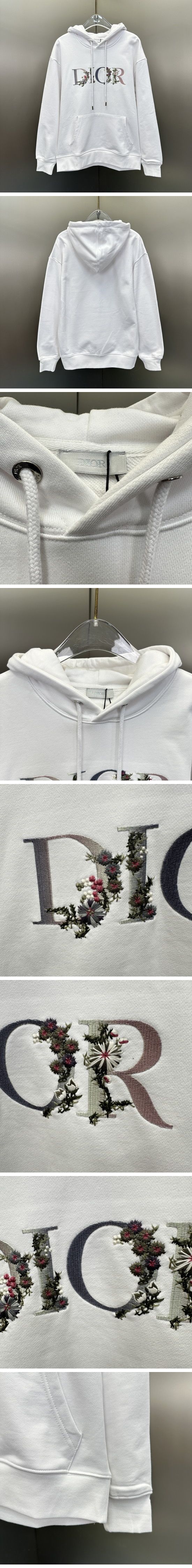 極N級 Dior Embroidery Flower Logo Parker ディオール エンブロイダリー フラワー パーカー ホワイト