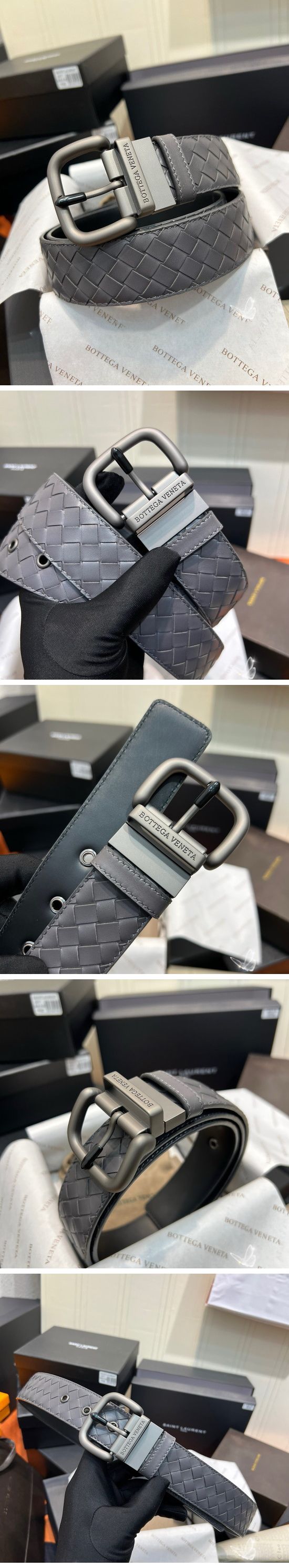 Bottega Veneta Intrecciato Weave Belt ボッテガ ヴェネタ イントレチャート ウィーヴ ベルト グレー