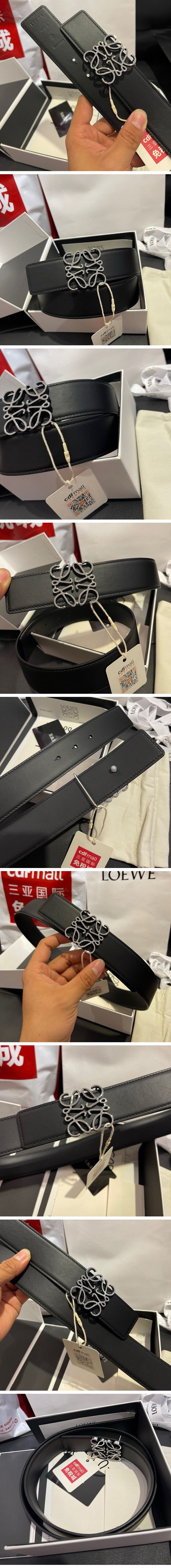 Loewe Silver Logo Buckle Belt ロエベ シルバー バックル ロゴ ベルト ブラック