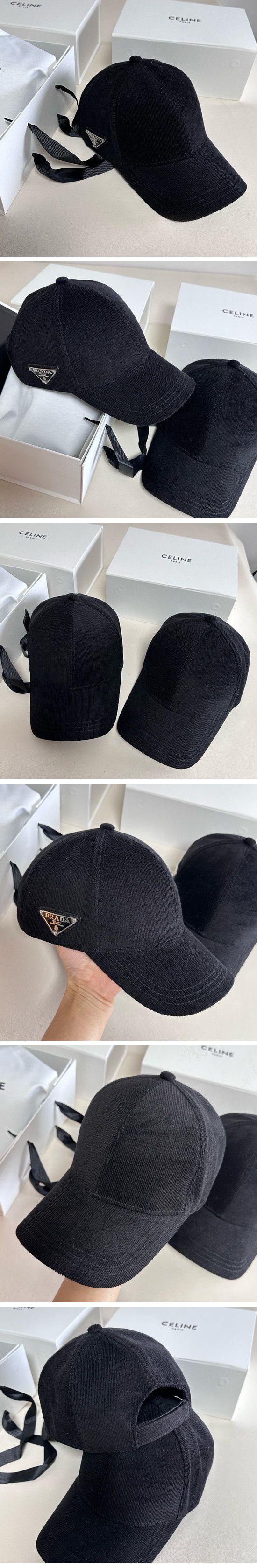 Prada Corduroy Triangle Logo Cap プラダ コーデュロイ トライアングル ロゴ キャップ