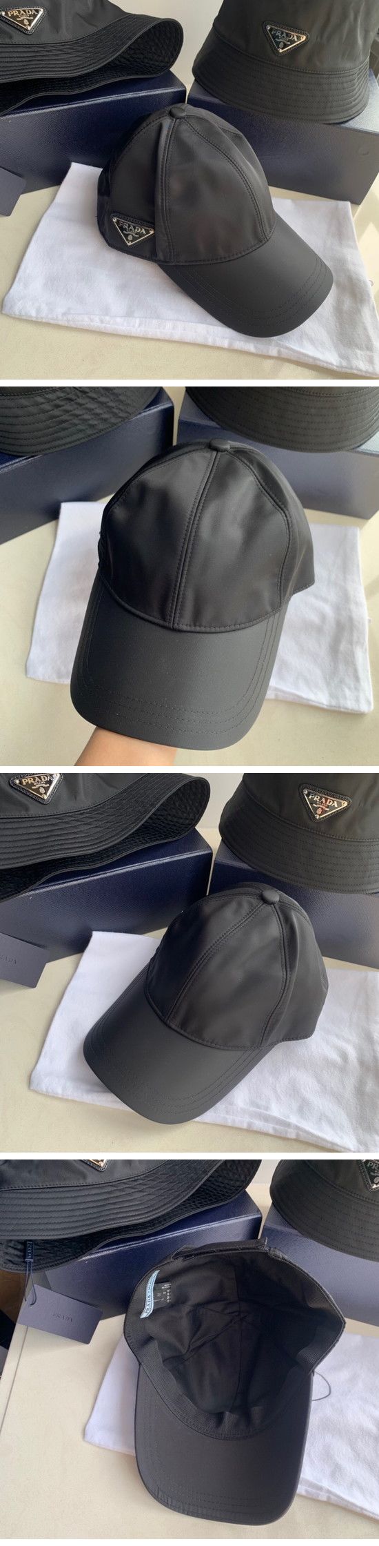 Prada Denim Triangle Logo Cap プラダ デニム トライアングル ロゴ キャップ ブラック