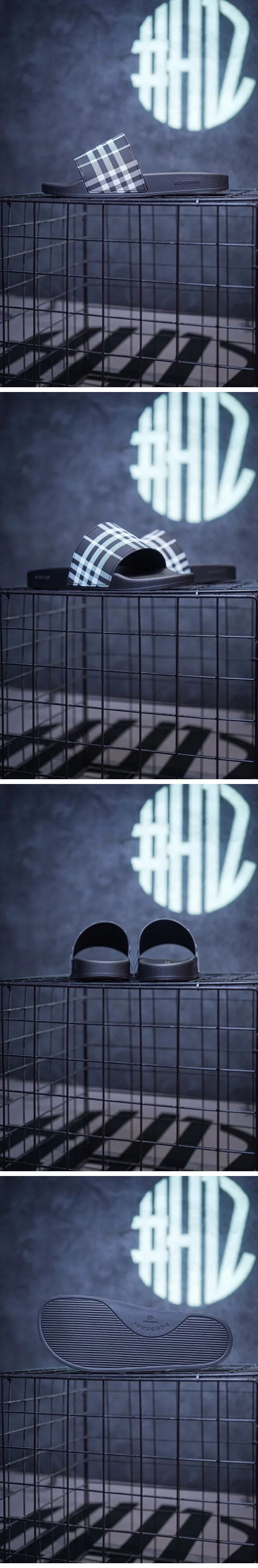 Burberry Black Check Pool Slide バーバリー ブラック チェック プール サンダル
