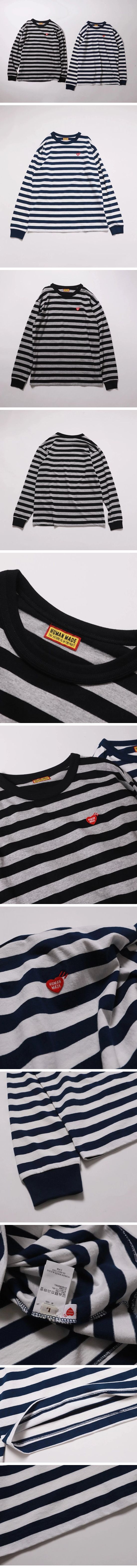 Human Made Border Heart Logo L/S Tee ヒューマンメイド ボーダー ハート ロゴ L/S Tシャツ