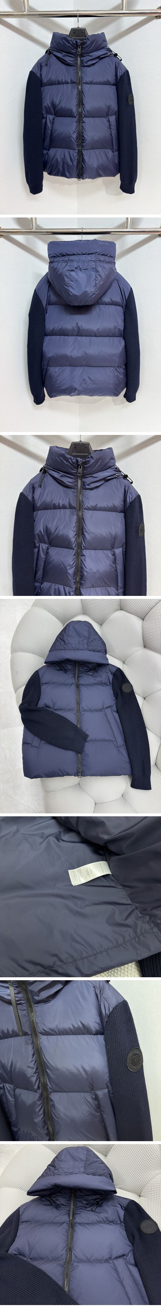 極N級 Canada Goose Quilted Knit Sleeve Hooded Jacket カナダグース キルテッド ニット スリーブ フード ジャケット ネイビー