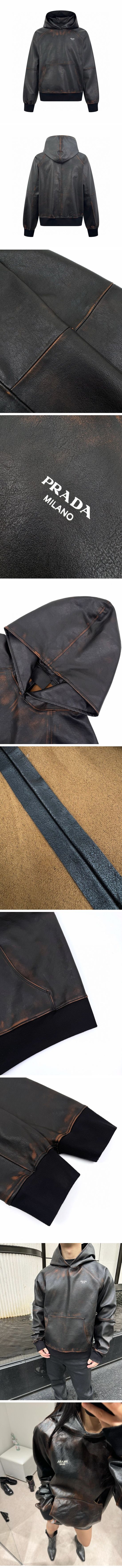 極N級 Prada Leather Parker プラダ レザー パーカー
