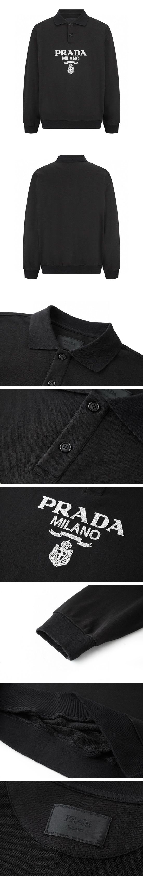 極N級 Prada Jacquard Knitted Logo Polo Shirt プラダ ジャカード ニティド ロゴ ポロシャツ ブラック